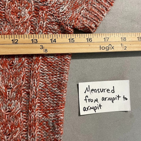 Y2K Sweater Size Small Marled Orange Cable Knit Boho Pocket Academia Bella Swan - Picture 7 of 9